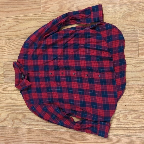 Madewell red & blue lightweight plaid shirt 100% cotton for layering, fall, M - Picture 1 of 6